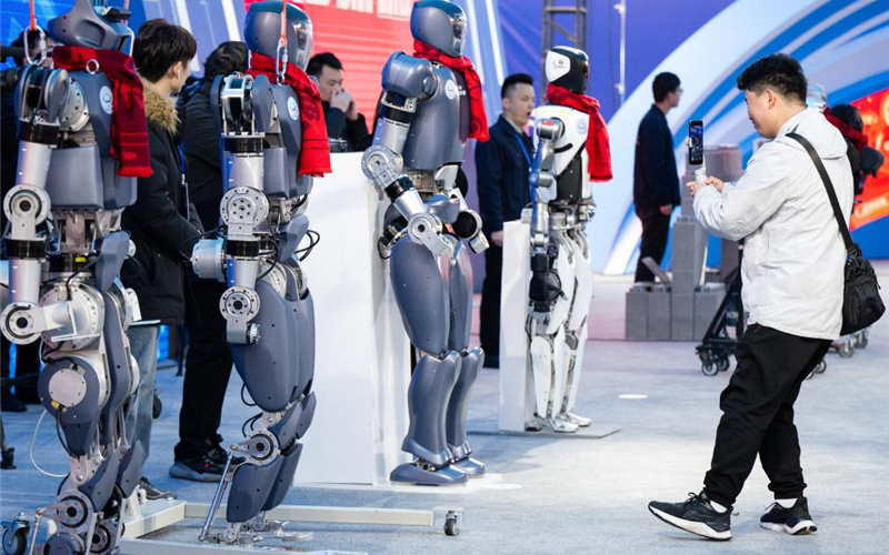 “楚才”系列人形机器人展示现场。